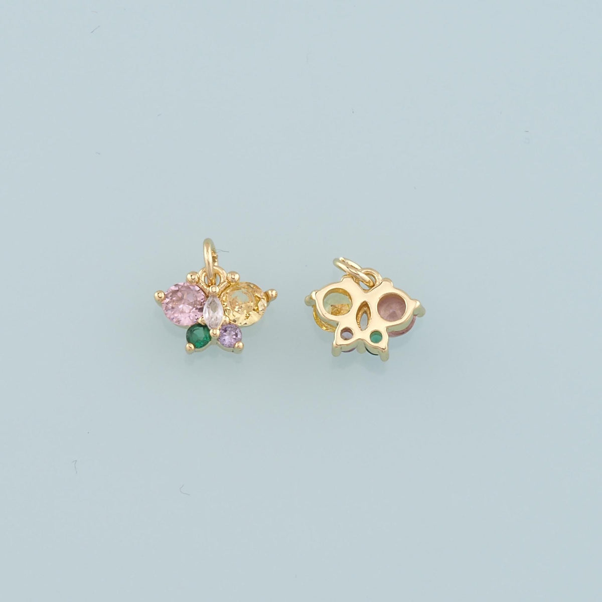 Gold Butterfly Charms,18K Gold Filled Butterfly Pendant,CZ Micro Pave Butterfly Charm Bracelet Necklace for DIY Jewelry Makin