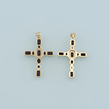 Gold Cross Charms,18K Gold Filled Cross Pendant,CZ Micro Pave Religion Charm Bracelet Necklace for DIY Jewelry Making Supply