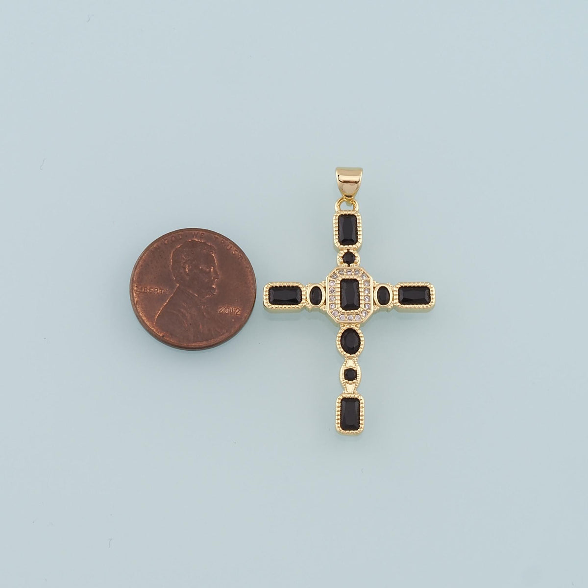 Gold Cross Charms,18K Gold Filled Cross Pendant,CZ Micro Pave Religion Charm Bracelet Necklace for DIY Jewelry Making Supply