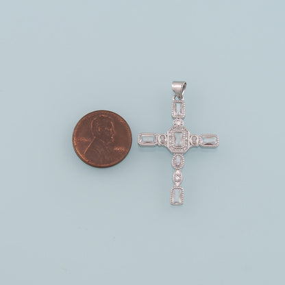 Gold Cross Charms,18K Gold Filled Cross Pendant,CZ Micro Pave Religion Charm Bracelet Necklace for DIY Jewelry Making Supply
