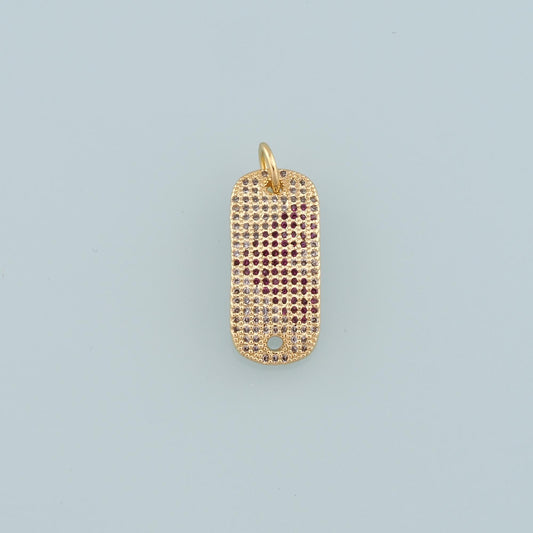 18K Gold Filled Oval Pendant,CZ Micro Pave Oval Charm Bracelet Necklace for DIY Jewelry Making Supply