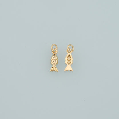 Gold Fish Charms,18K Gold Filled Fish Pendant,Cute Fish Charm Bracelet Necklace for DIY Jewelry Making Supply