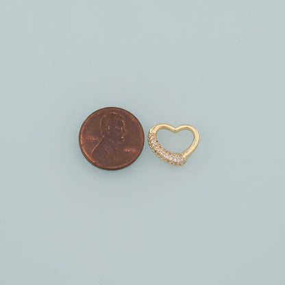 Gold Heart Charms,18K Gold Filled Heart Pendant,CZ Micro Pave Heart Charm Bracelet Necklace for DIY Jewelry Making Supply