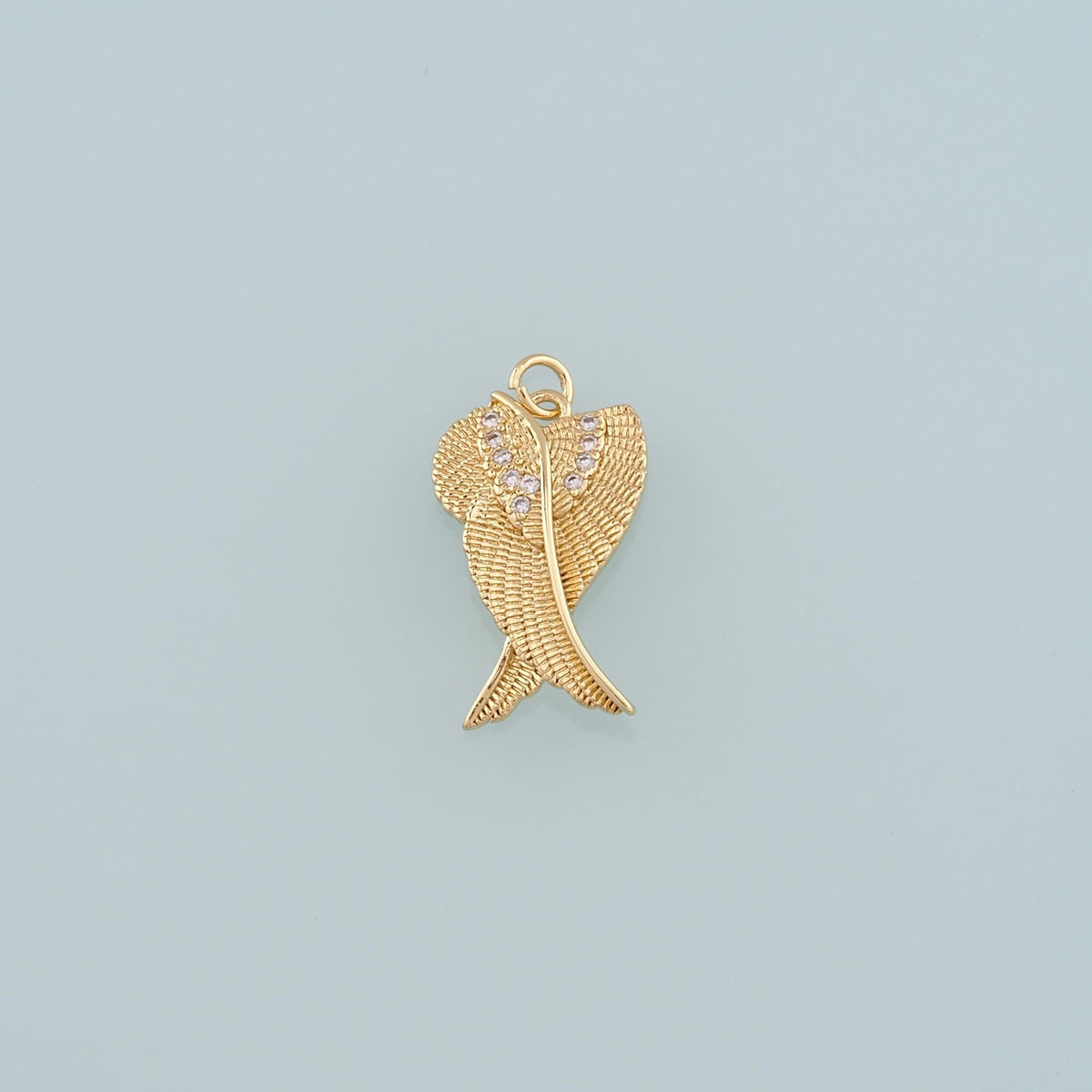 Gold Wing Charms,18K Gold Filled Wings Pendant,CZ Micro Pave Angel Wings Charm Bracelet Necklace for DIY Jewelry Making Suppl