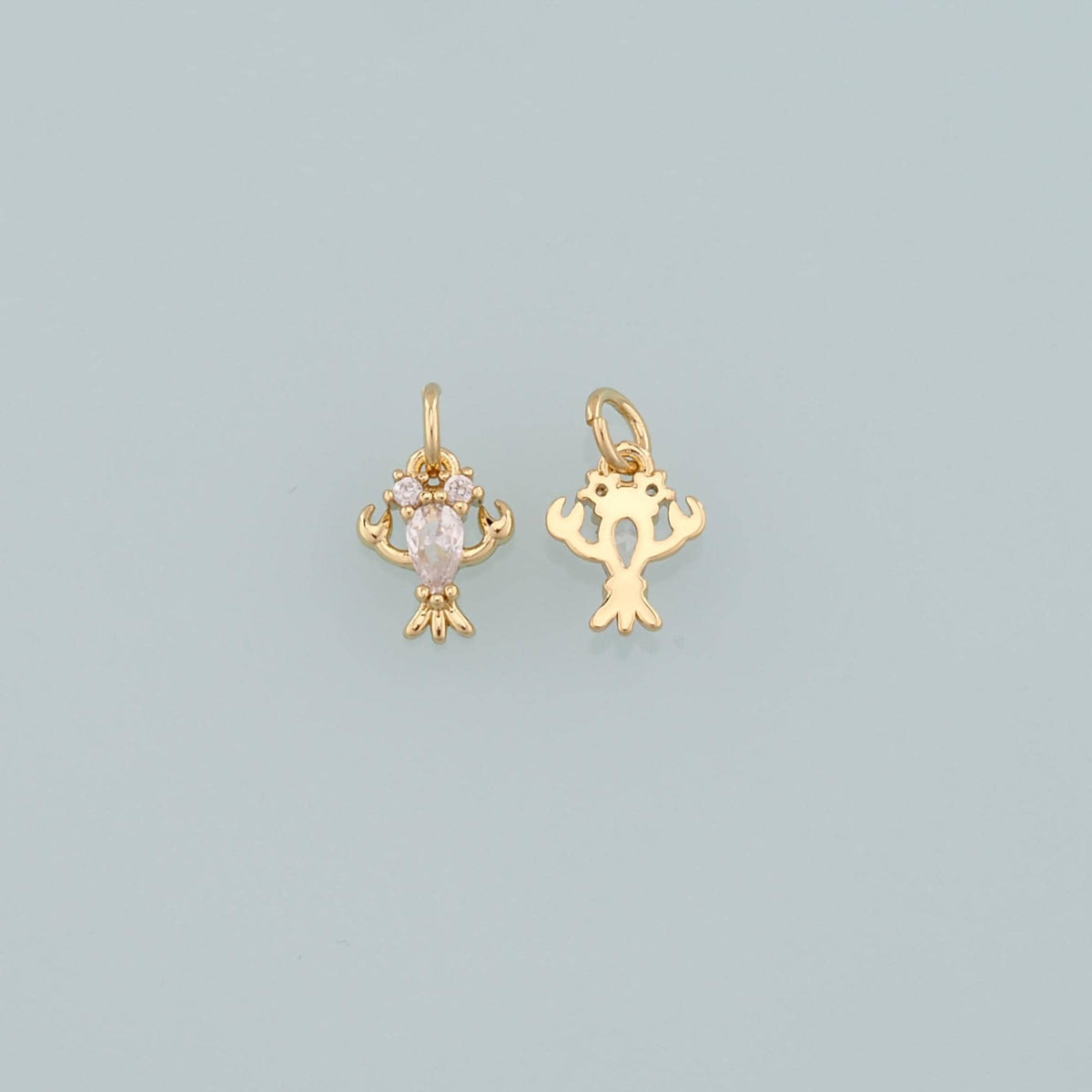 Gold Lobster Charms,18K Gold Filled Lobster Pendant,CZ Micro Pave Ocean Charm Bracelet Necklace for DIY Jewelry Making Supply