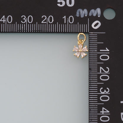 Gold Flower Charms,18K Gold Filled Flower Pendant,CZ Micro Pave Flower Charm Bracelet Necklace for DIY Jewelry Making Supply