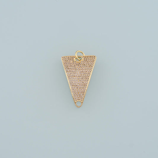 18K Gold Filled Triangle Pendant, CZ Micro Pave Triangle Charm Bracelet Necklace for DIY Jewelry Making Supply
