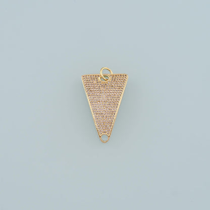 18K Gold Filled Triangle Pendant, CZ Micro Pave Triangle Charm Bracelet Necklace for DIY Jewelry Making Supply
