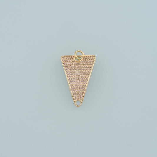 18K Gold Filled Triangle Pendant, CZ Micro Pave Triangle Charm Bracelet Necklace for DIY Jewelry Making Supply