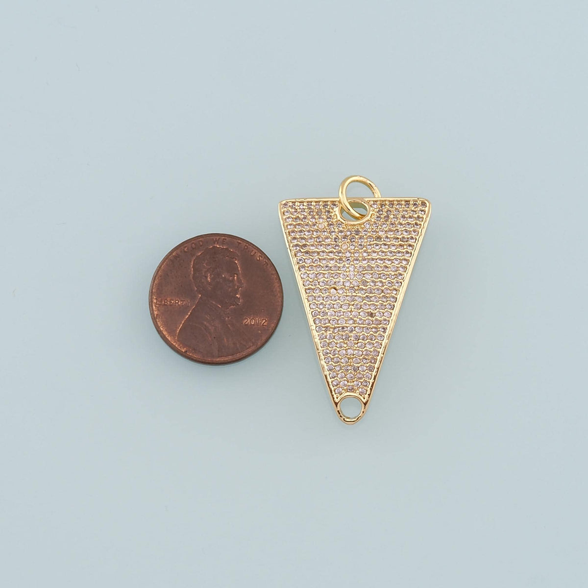18K Gold Filled Triangle Pendant, CZ Micro Pave Triangle Charm Bracelet Necklace for DIY Jewelry Making Supply