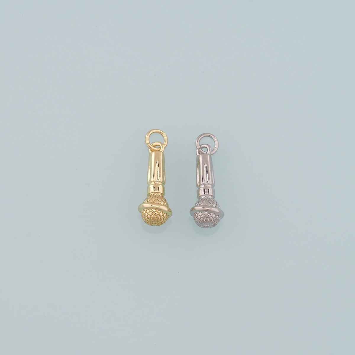 Gold Singer Charms,18K Gold Filled Microphone Pendant,Microphone Charm Bracelet Necklace for DIY Jewelry Making Supply