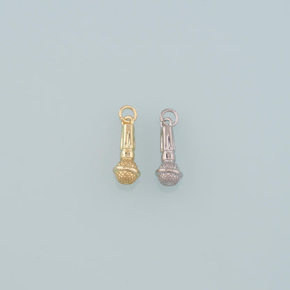 Gold Singer Charms,18K Gold Filled Microphone Pendant,Microphone Charm Bracelet Necklace for DIY Jewelry Making Supply