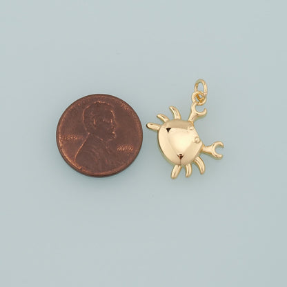 Gold Marine Life Charms,18K Gold Filled Crab Pendant,Crab Charms Bracelet Necklace for DIY Jewelry Making Supply