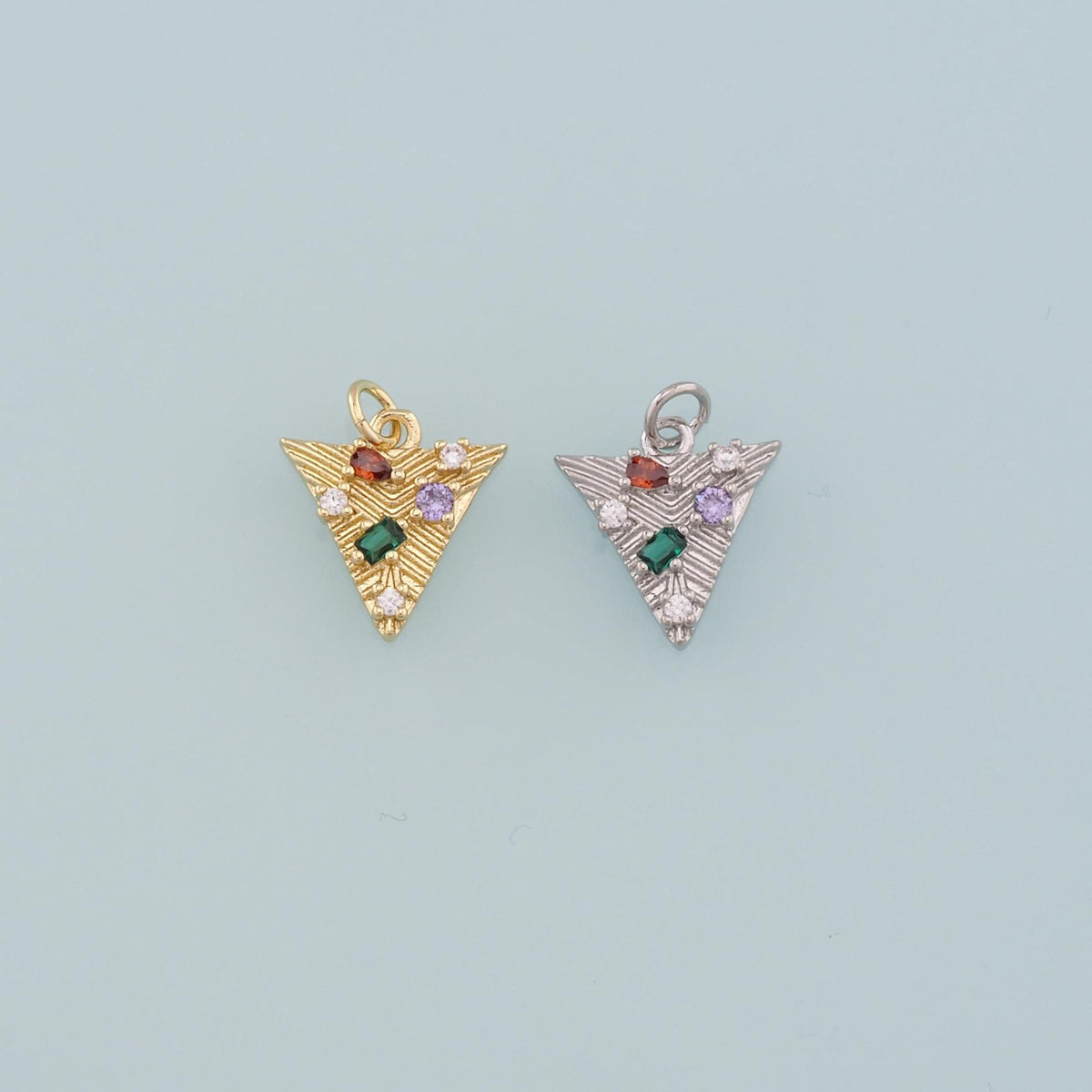 18K Gold Filled Triangle Pendant, CZ Micro Pave Triangle Charm Bracelet Necklace for DIY Jewelry Making Supply
