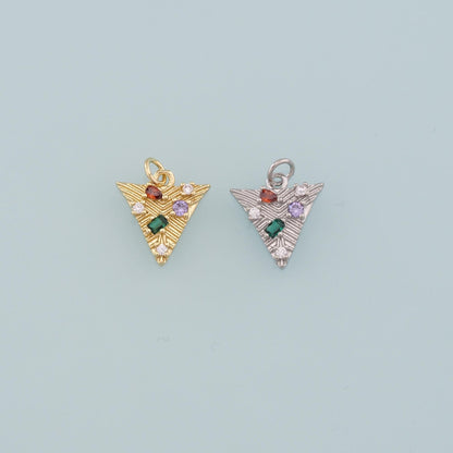 18K Gold Filled Triangle Pendant, CZ Micro Pave Triangle Charm Bracelet Necklace for DIY Jewelry Making Supply