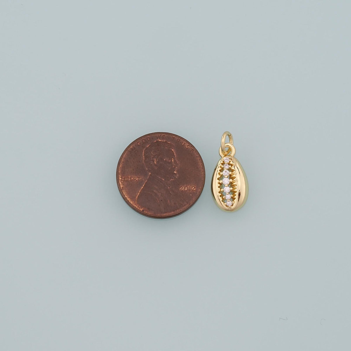 18K Gold Filled Shell CZ Charm Pendant for Jewelry Making