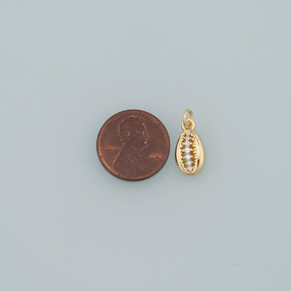 18K Gold Filled Shell CZ Charm Pendant for Jewelry Making