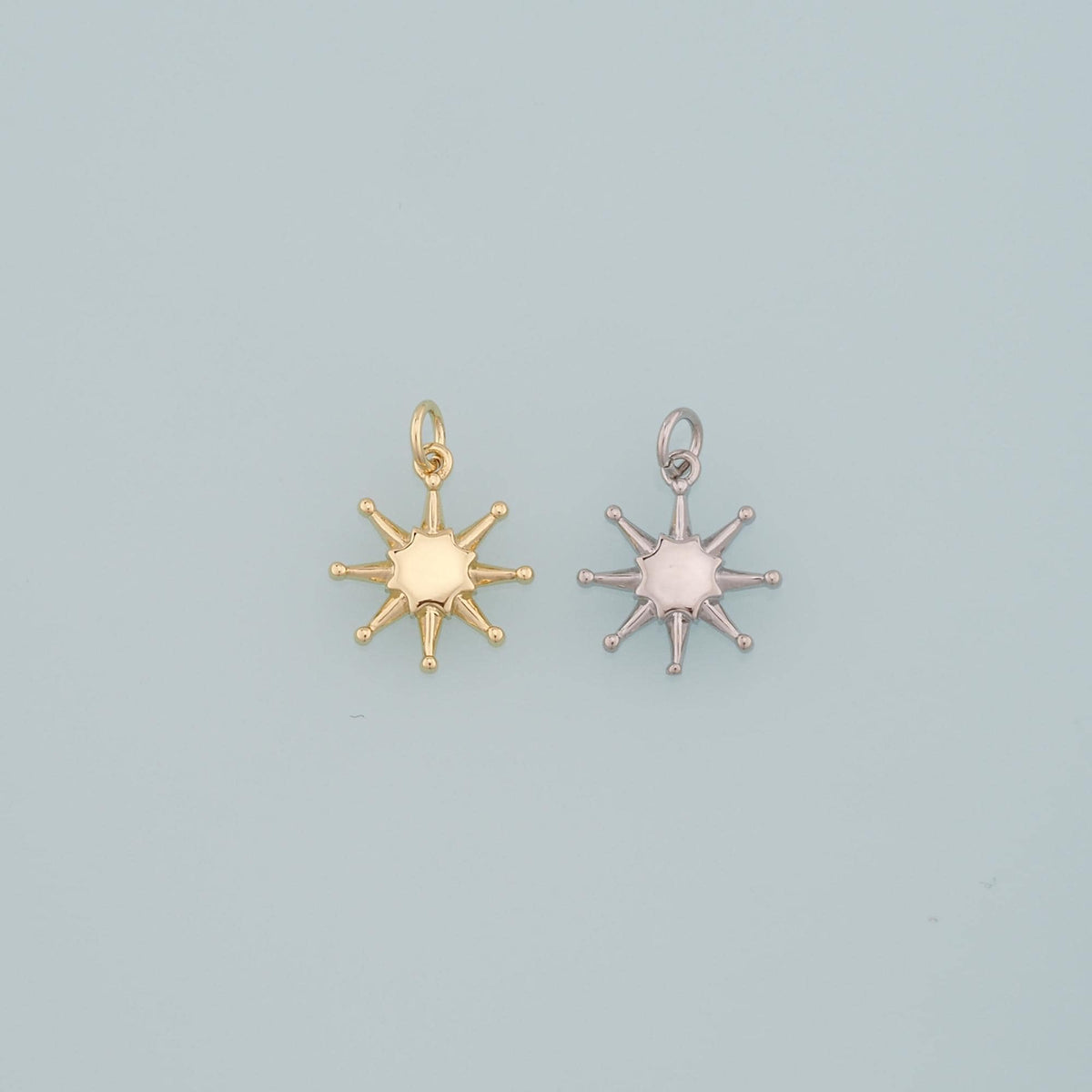 Gold Sun Charms,18K Gold Filled Sun Pendant,Celestial Charm Bracelet Necklace for DIY Jewelry Making Supply