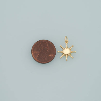 Gold Sun Charms,18K Gold Filled Sun Pendant,Celestial Charm Bracelet Necklace for DIY Jewelry Making Supply