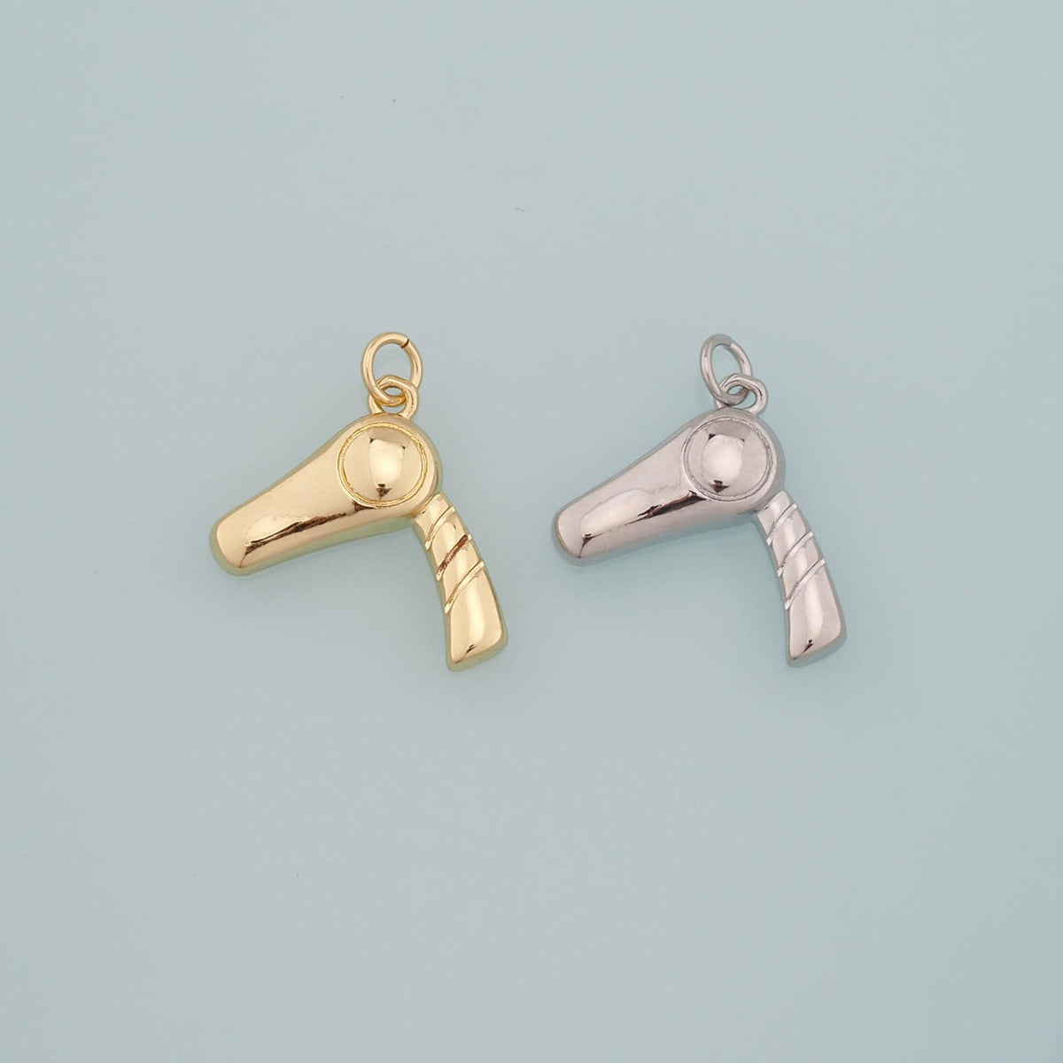 Gold Hairstylist Charms,18K Gold Filled Hair Dryer Pendant,Hair Dryer Charm Bracelet Necklace for DIY Jewelry Making Supply