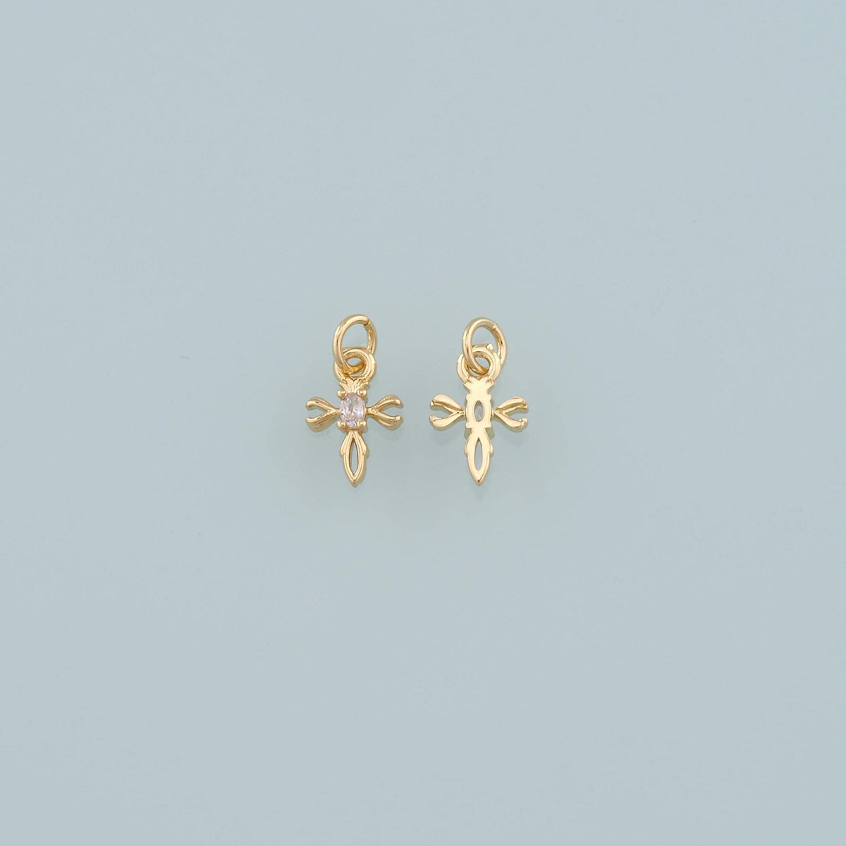 18K Gold Filled Cross CZ Charm Pendant for Jewelry Making