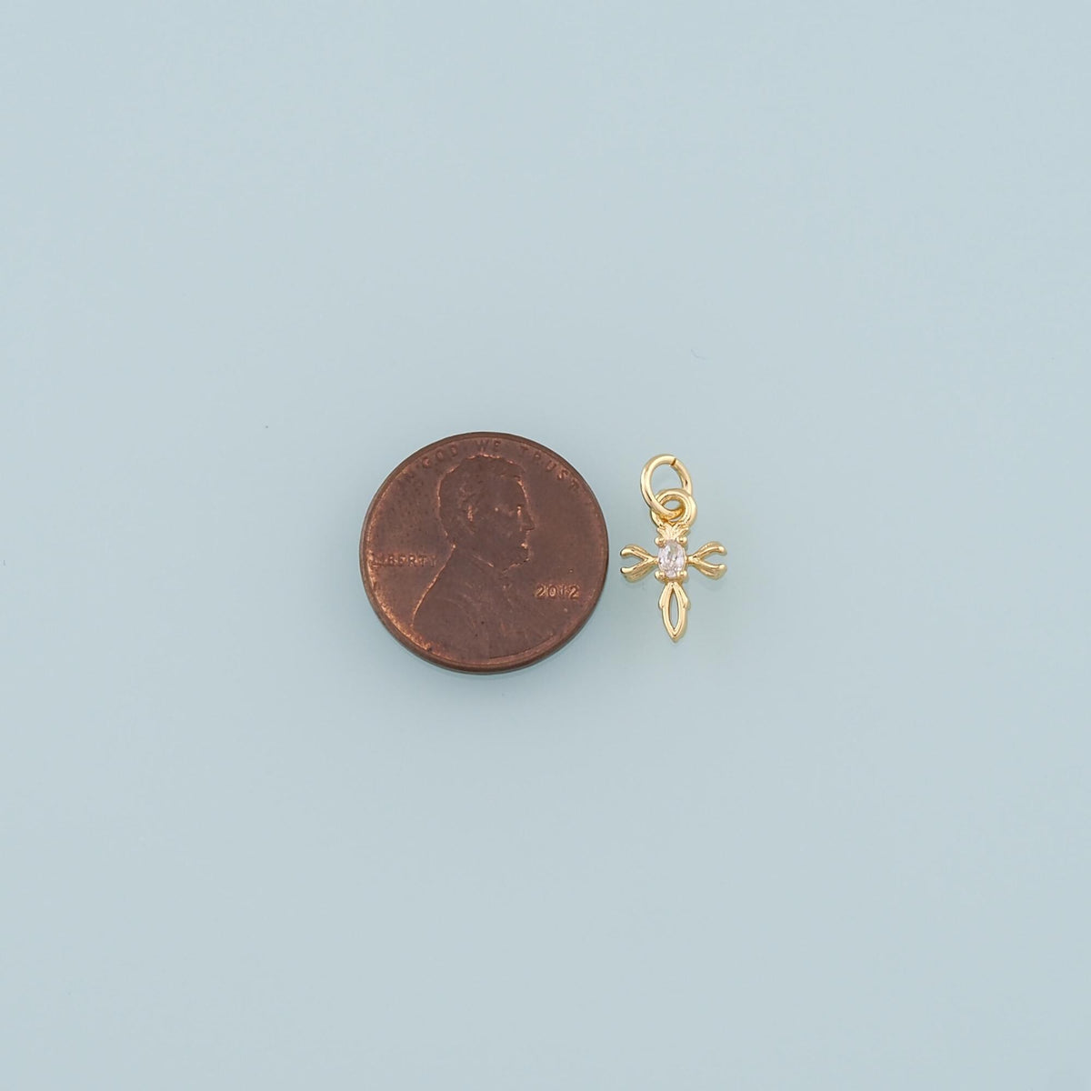 18K Gold Filled Cross CZ Charm Pendant for Jewelry Making