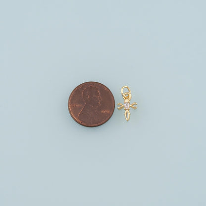 18K Gold Filled Cross CZ Charm Pendant for Jewelry Making