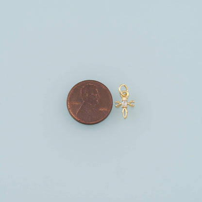 Gold Cross Charms,18K Gold Filled Cross Pendant,CZ Micro Pave Religion Charm Bracelet Necklace for DIY Jewelry Making Supply