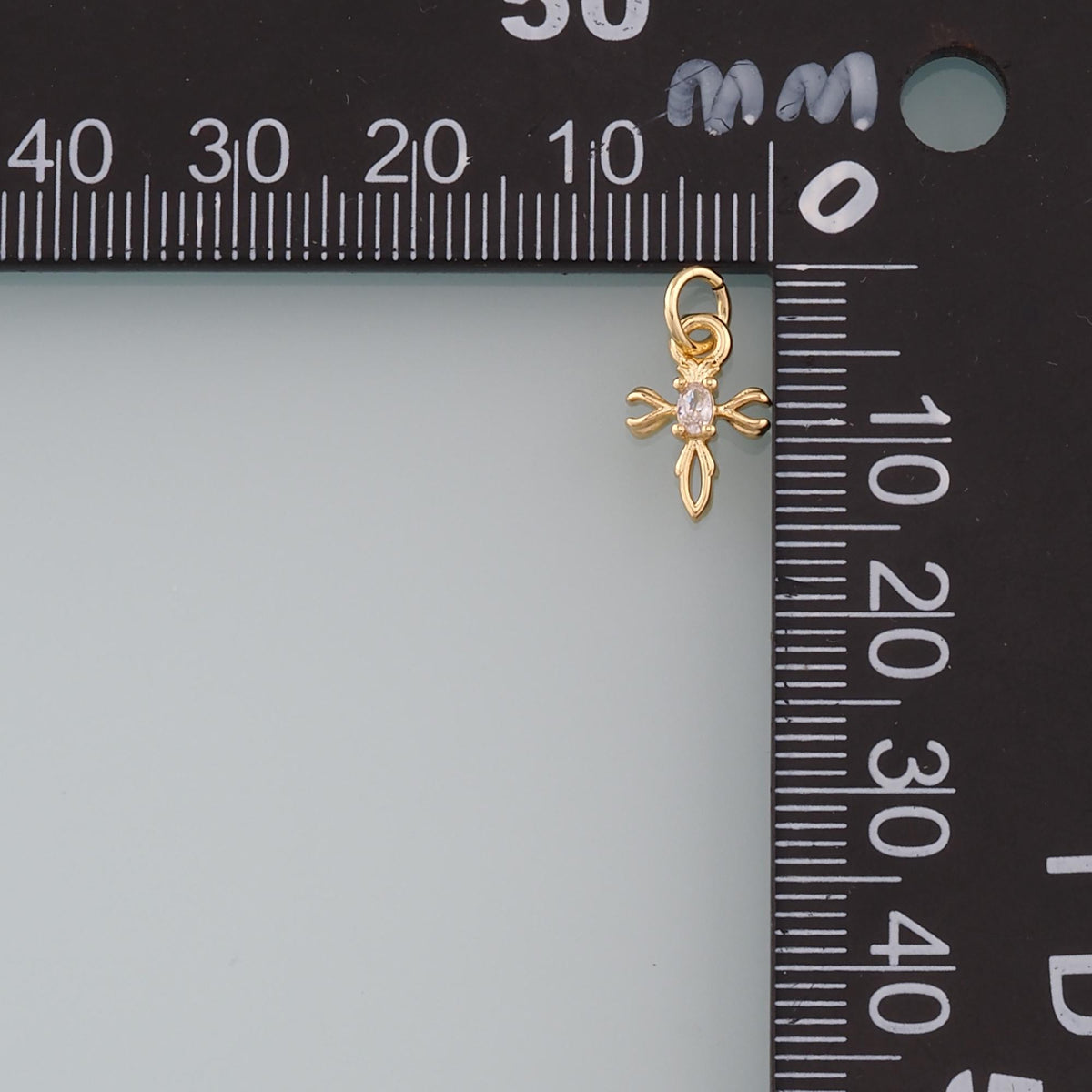 18K Gold Filled Cross CZ Charm Pendant for Jewelry Making