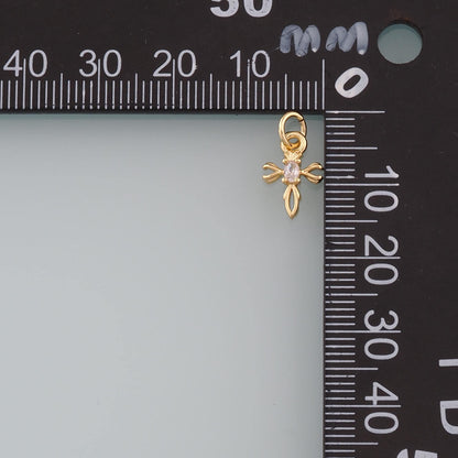 Gold Cross Charms,18K Gold Filled Cross Pendant,CZ Micro Pave Religion Charm Bracelet Necklace for DIY Jewelry Making Supply
