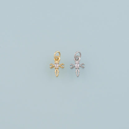 18K Gold Filled Cross CZ Charm Pendant for Jewelry Making