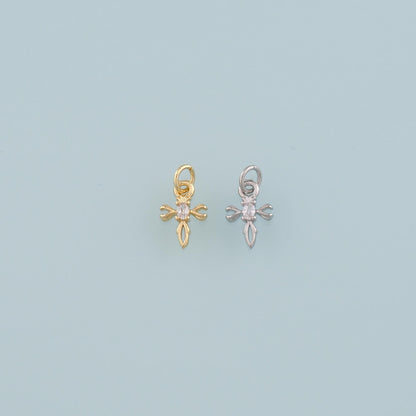 Gold Cross Charms,18K Gold Filled Cross Pendant,CZ Micro Pave Religion Charm Bracelet Necklace for DIY Jewelry Making Supply