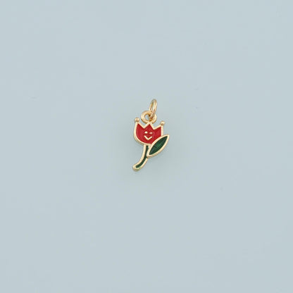 Gold Flower Charms,18K Gold Filled Flower Pendant,Enamel Flower Charm Bracelet Necklace for DIY Jewelry Making Supply