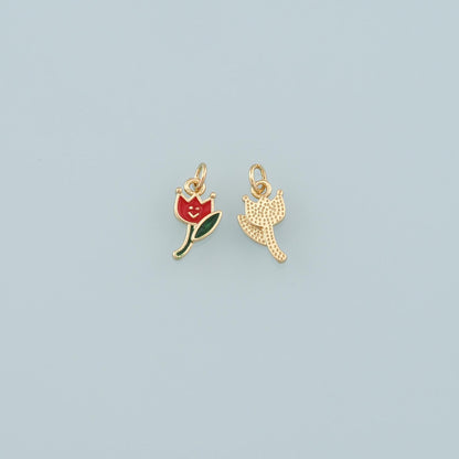 18K Gold Filled Flower Enamel Charm Pendant for Jewelry Making