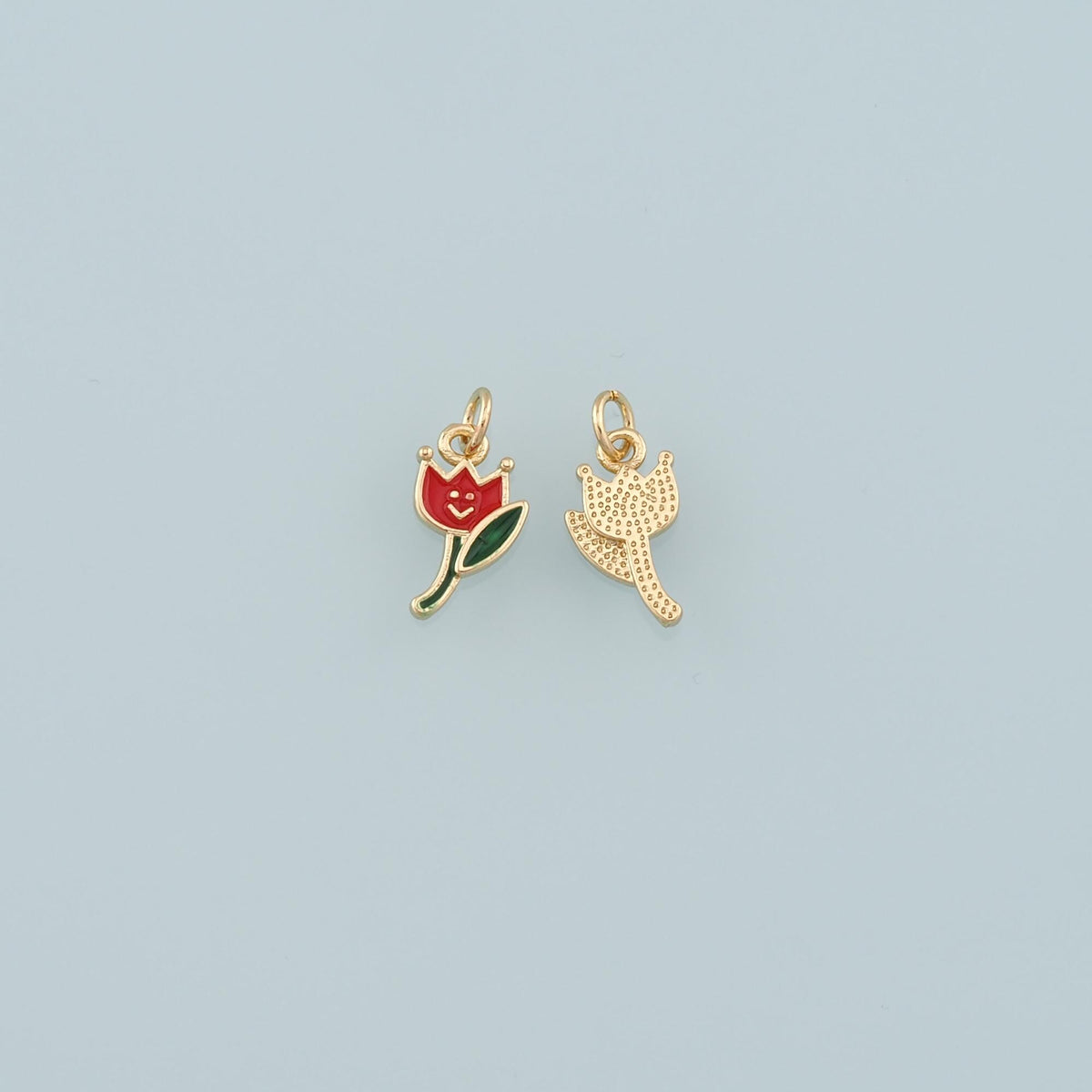 Gold Flower Charms,18K Gold Filled Flower Pendant,Enamel Flower Charm Bracelet Necklace for DIY Jewelry Making Supply