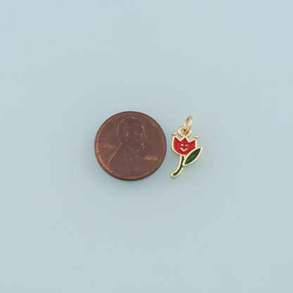 18K Gold Filled Flower Enamel Charm Pendant for Jewelry Making