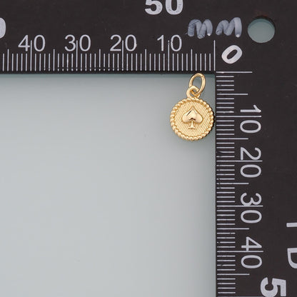 18K Gold Filled Heart of Spades Pendant,CZ Micro Pave Poker Charm Bracelet Necklace for DIY Jewelry Making Supply