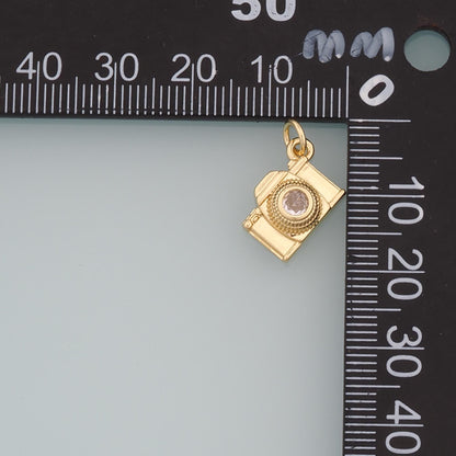 Gold Camera Charms,18K Gold Filled Camera Pendant,Camera Charm Bracelet Necklace for DIY Jewelry Making Supply