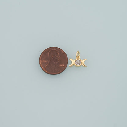 Gold Celestial Charms,18K Gold Filled Moon Pendant,Dainty Moon  Charm Bracelet Necklace for DIY Jewelry Making Supply