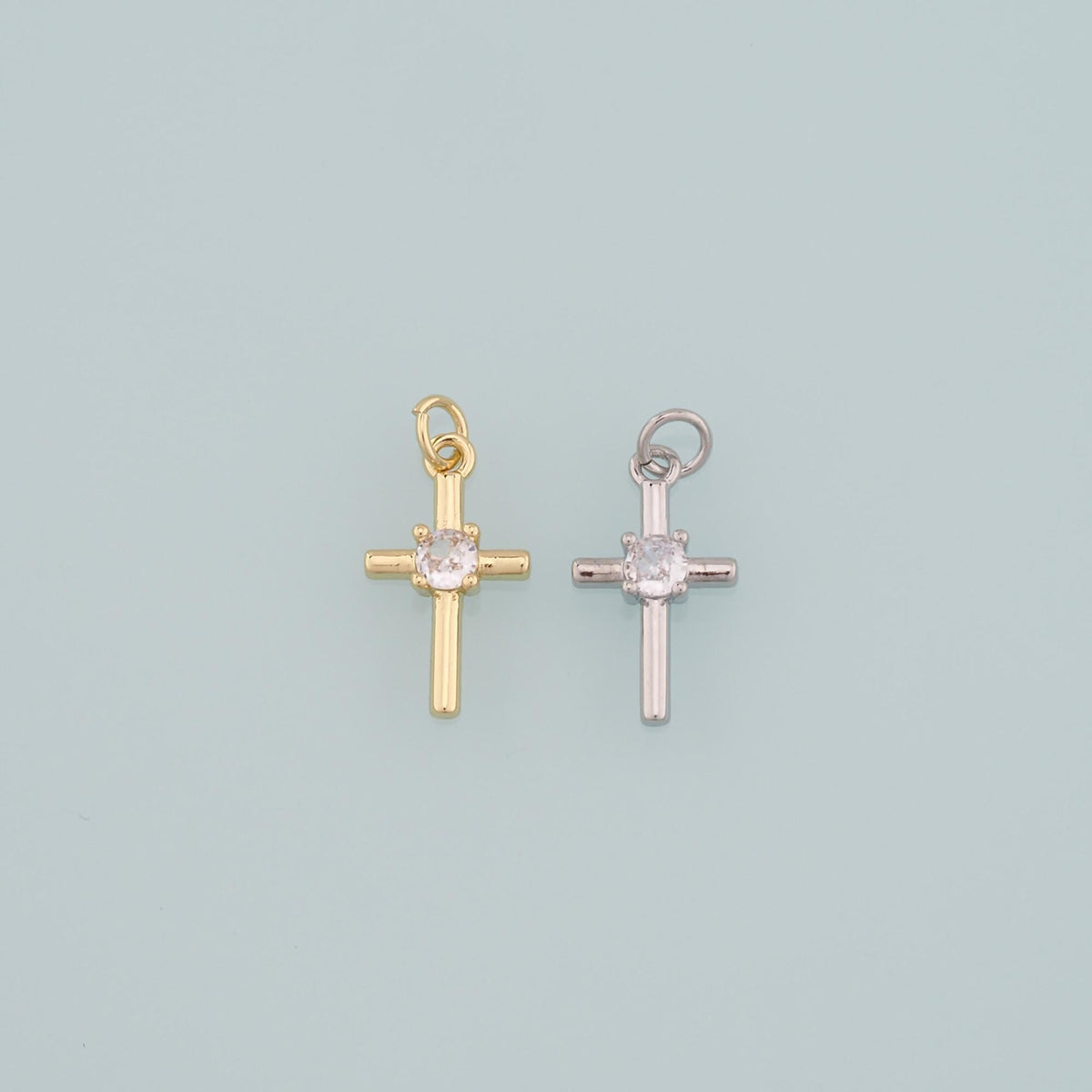 Gold Cross Charms,18K Gold Filled Cross Pendant,CZ Micro Pave Religion Charm Bracelet Necklace for DIY Jewelry Making Supply