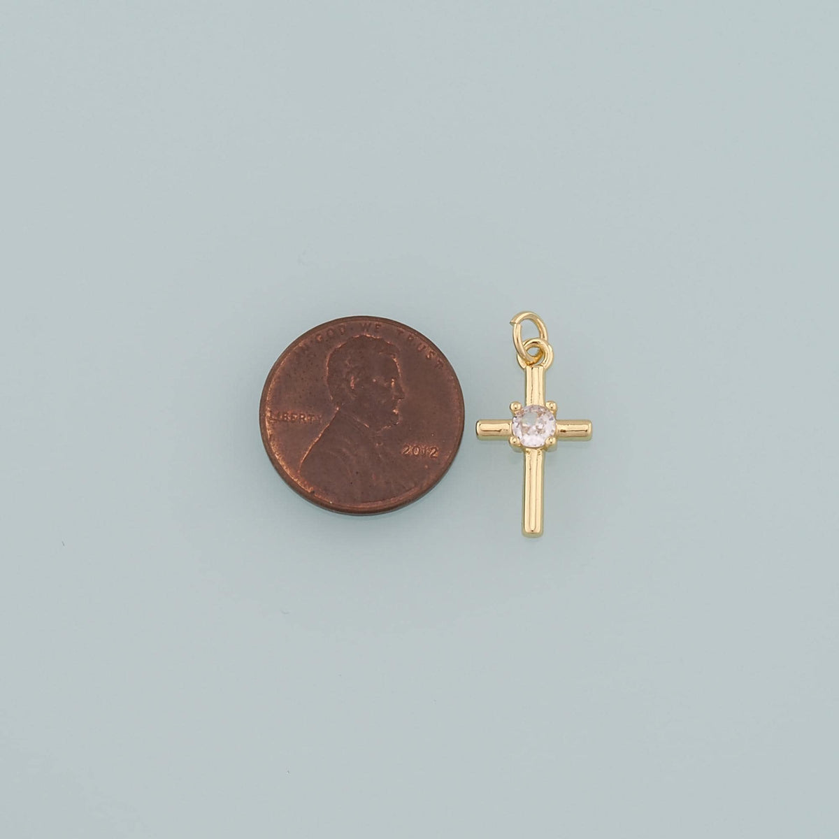 Gold Cross Charms,18K Gold Filled Cross Pendant,CZ Micro Pave Religion Charm Bracelet Necklace for DIY Jewelry Making Supply