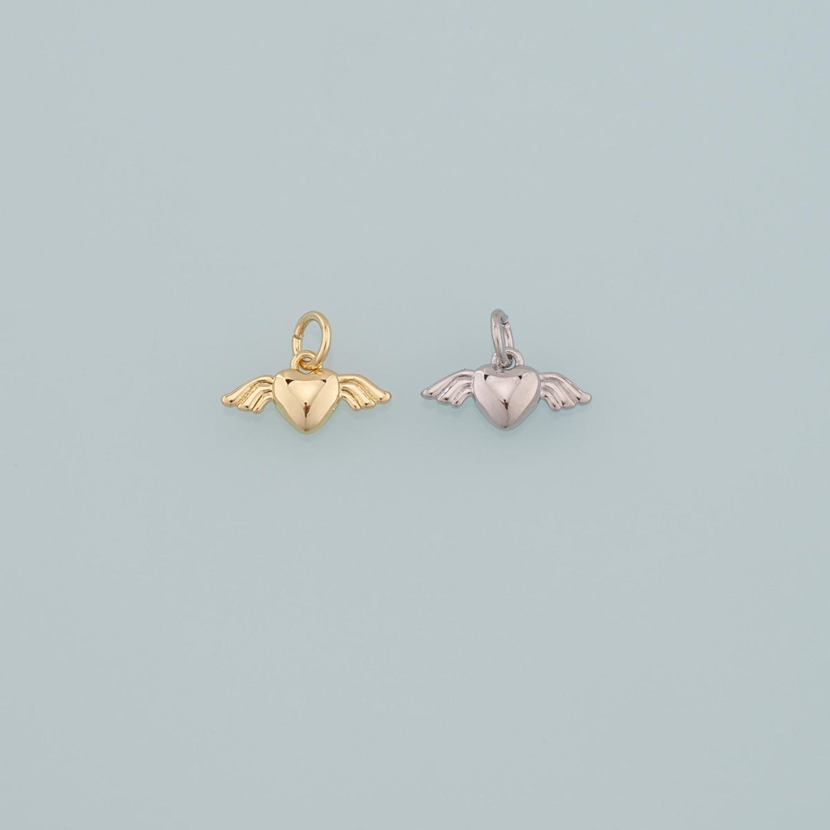 Gold Angel Wings Charms,18K Gold Filled Heart Pendant,Heart Wings Charm Bracelet Necklace for DIY Jewelry Making Supply