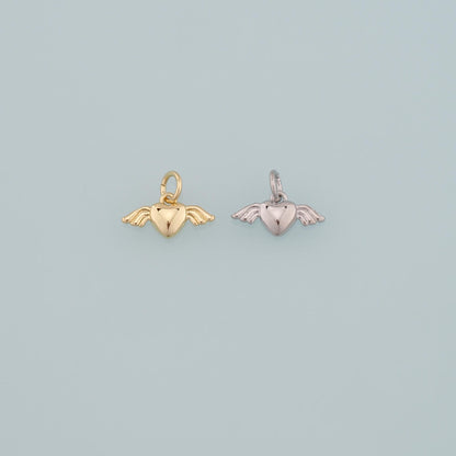 Gold Angel Wings Charms,18K Gold Filled Heart Pendant,Heart Wings Charm Bracelet Necklace for DIY Jewelry Making Supply