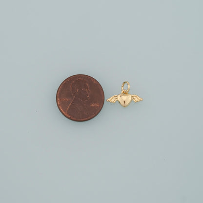 Gold Angel Wings Charms,18K Gold Filled Heart Pendant,Heart Wings Charm Bracelet Necklace for DIY Jewelry Making Supply