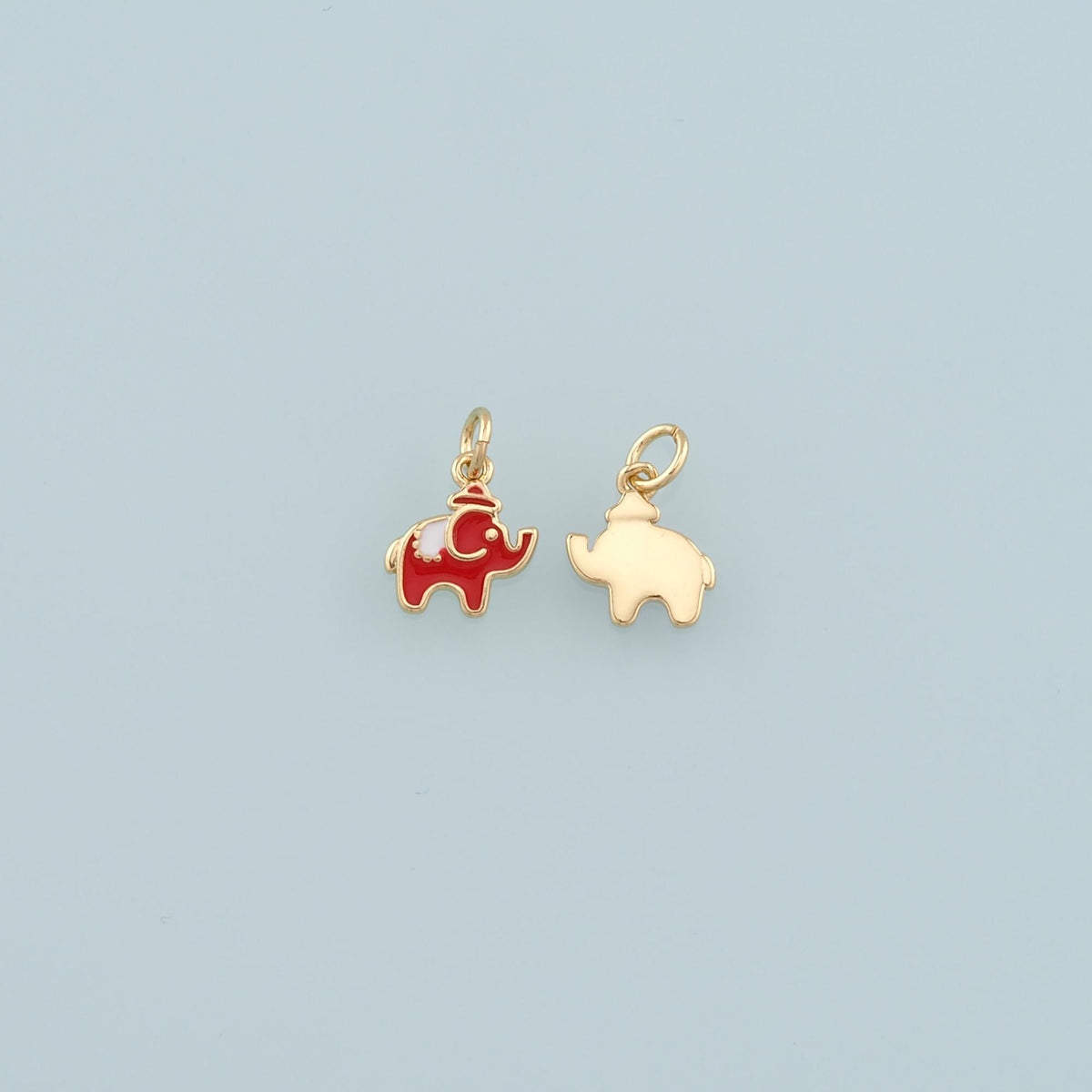 18K Gold Filled Elephant Enamel Charm Pendant for Jewelry Making