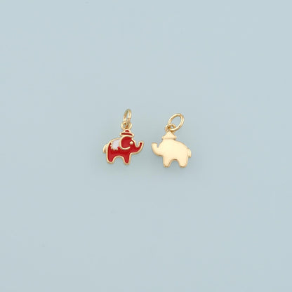 18K Gold Filled Elephant Enamel Charm Pendant for Jewelry Making