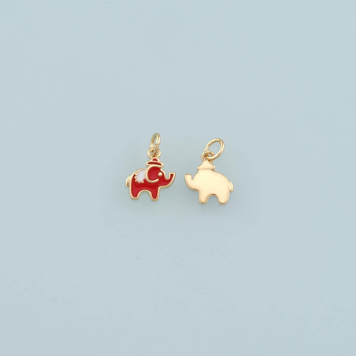Gold Animal Chamrs,18K Gold Filled Elephant Pendant,Enamel Elephant Charm Bracelet Necklace for DIY Jewelry Making Supply