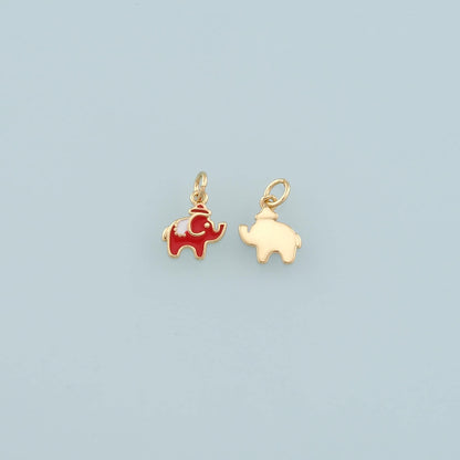 Gold Animal Chamrs,18K Gold Filled Elephant Pendant,Enamel Elephant Charm Bracelet Necklace for DIY Jewelry Making Supply