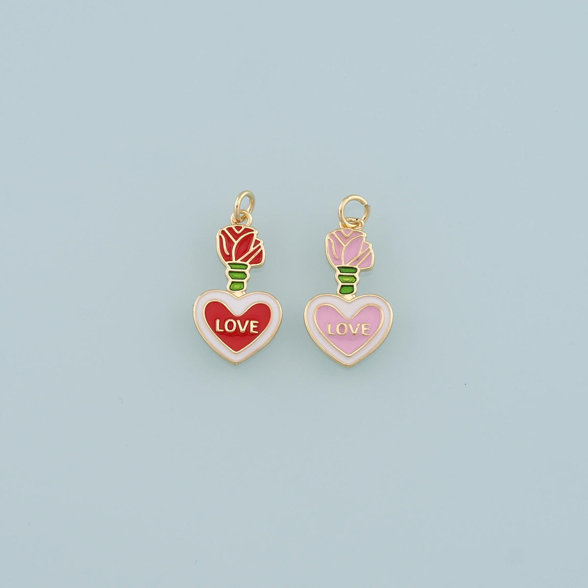 18K Gold Filled Heart Enamel Charm Pendant for Jewelry Making
