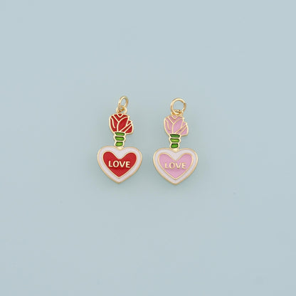 18K Gold Filled Heart Enamel Charm Pendant for Jewelry Making